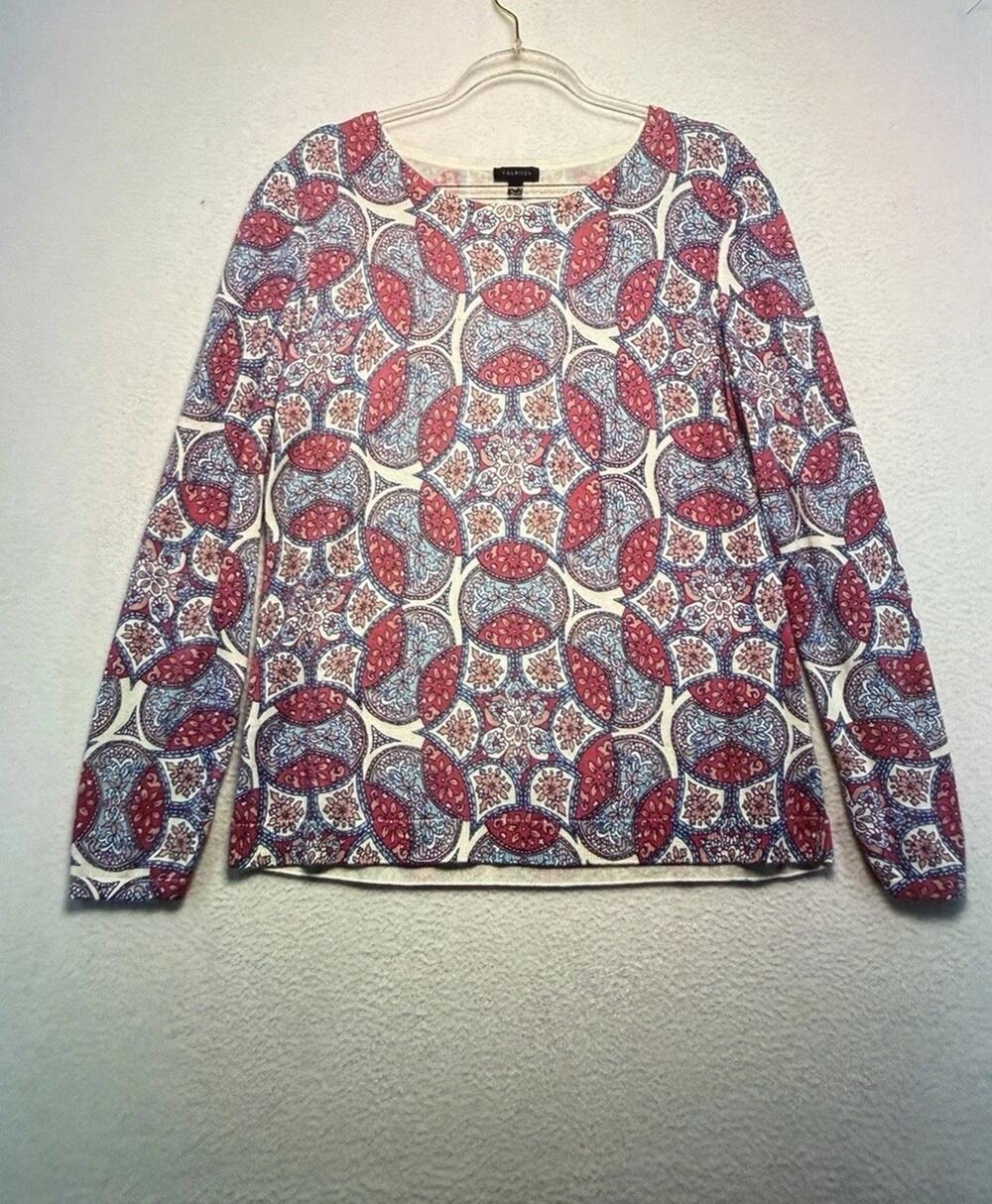 Talbots Women Medium Paisley Long Sleeve Top Cotton TENCEL Lyocell Casual Office